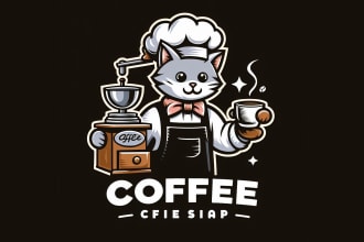 give a high quality cat barista coffee mascot logo  in very short time