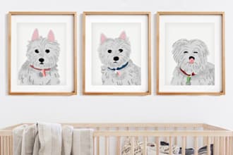 draw a cozy pet portrait as a printable art