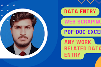 do data entry, excel, ms office and web scarping for you