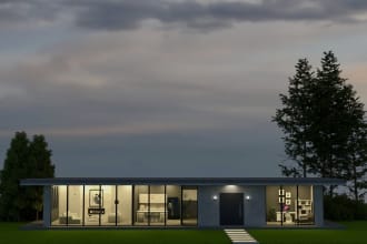 do a professional minimalistic exterior design with realistic 3d rendering