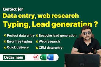 do web research, data entry , fast CRM, cms entry