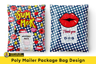 do poly mailer package, shipping bag, shopping bag and packaging design