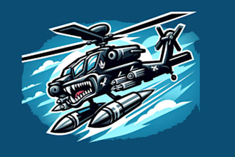 make a high quality attack helicopter mascot logo with new concept