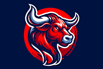 create amazing red bull head mascot logo in express delivery