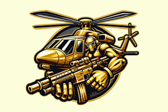 design awesome modern attack helicopter mascot logo only 15 hours