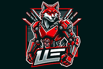 design super red wolf robot esport mascot logo with satisfaction guaranteed