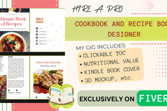 ghostwrite and design your cookbook, recipe book and kindle cover