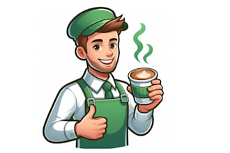 make modern barista coffee mascot logo design with express delivery
