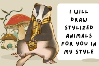 draw stylized cartoon animals or your pet in my style