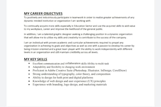 rewrite CV, resume, and cover letter in microsoft word and indesign
