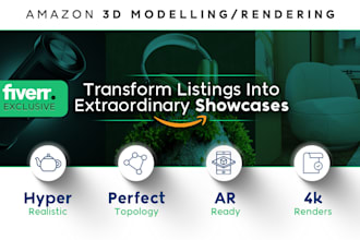 do 3d product modelling and realistic rendering for amazon