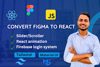 convert figma to react tailwind material ul firebase website design