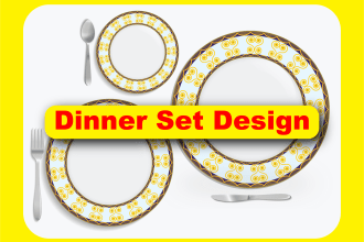 do ceramic dinner set decal art layout design