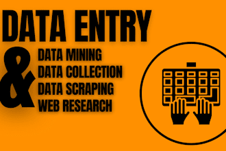 do data entry, data merge, data search, web research as you need