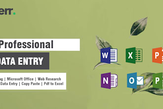 do data entry, copy paste, web research, excel data entry, pdf to excel