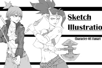 sketch your illustration vtuber, dnd fanart anime style