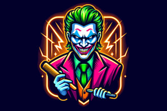 make different neon joker mascot logo design with express delivery