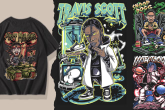 do hand drawn vintage cartoon illustration t shirt design
