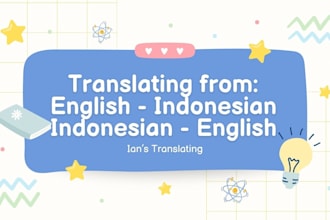translate to english to indonesian and indonesian to english