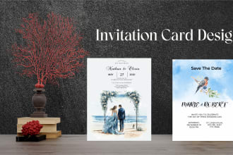 create an elegant wedding invitation card design in water color