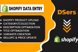 add shopify product listing upload or shopify data entry