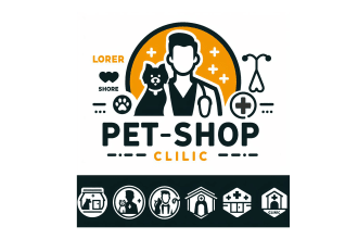 create pet shop clinic minimalist logo with text with any file
