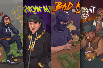 create custom cartoon illustration hip hop rap cover artwork music