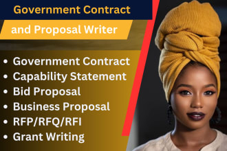 write winning proposal for  government contract, capability statement and tender