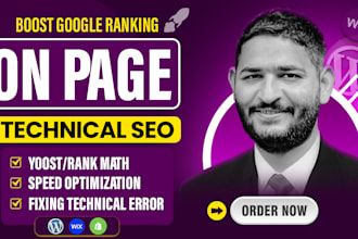 do onpage SEO technical optimization on wordpress, shopify, wix website