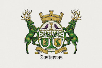 give professional logo about family crest, heraldic, coat of arms, crown