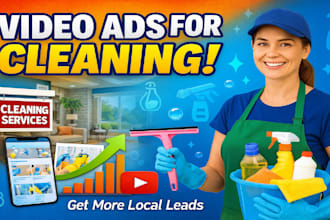 do home cleaning, office cleaning, housekeeping video ads