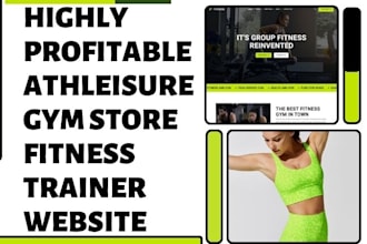 design athleisure store gym website fitness trainer website fitness website