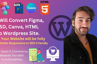 convert figma, psd, canva, html to wordpress