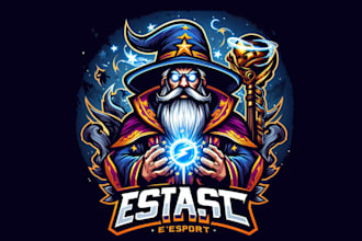 make a high quality wizard spell esport mascot logo design for you