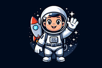 design different rocket and astronaut mascot logo with unlimited revision