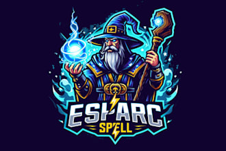 design different wizard spell esport mascot logo with unlimited revision