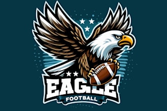 design super eagle fly football mascot logo with satisfaction guaranteed