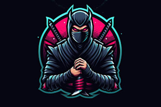 make an amazing dark ninja esport mascot logo design in one day
