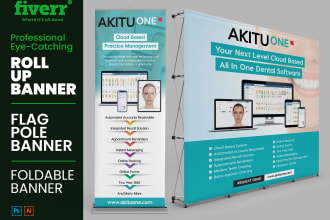 design a professional roll up banner, flag pole banner or foldable banner