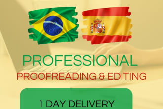 to type, edit and correct texts in portuguese or spanish