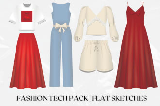make a fashion tech pack flat sketches