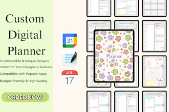 create digital planner template and digital journal for etsy