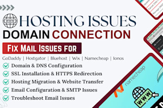 fix domain, cpanel, SSL, mail issues for godaddy, hostgator, bluehost, namecheap