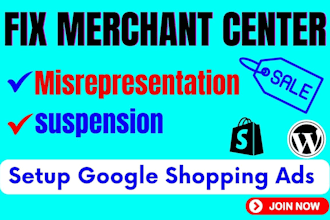 fix google merchant center suspension and misrepresentation issue, fix gmc