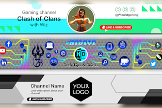 design an unique and modern youtube banner