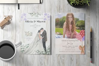 design an invitation card for your wedding,birthday invitation etc