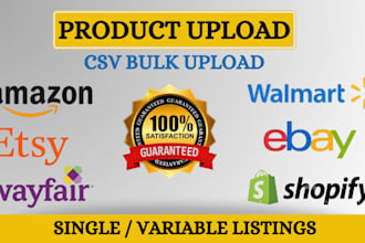 add products on etsy, amazon, ebay, shopify, wayfair, and walmart