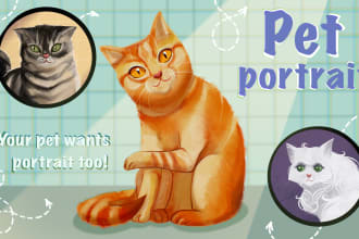 draw cute pet portrait illustration in my cartoon style