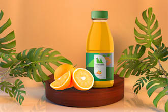 design juice bottle label and juice packaging design