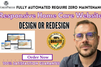 design, redesign wordpress home care website, landing page